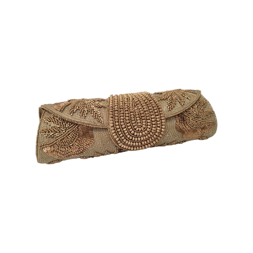 Bolso clutch piedras beige topo