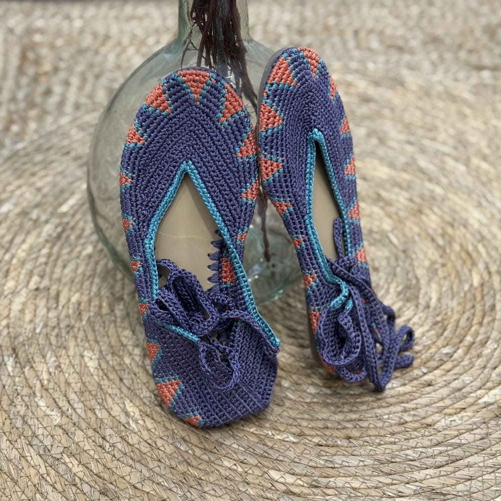 Bailarina crochet malva y naranja Vila - Talla 37