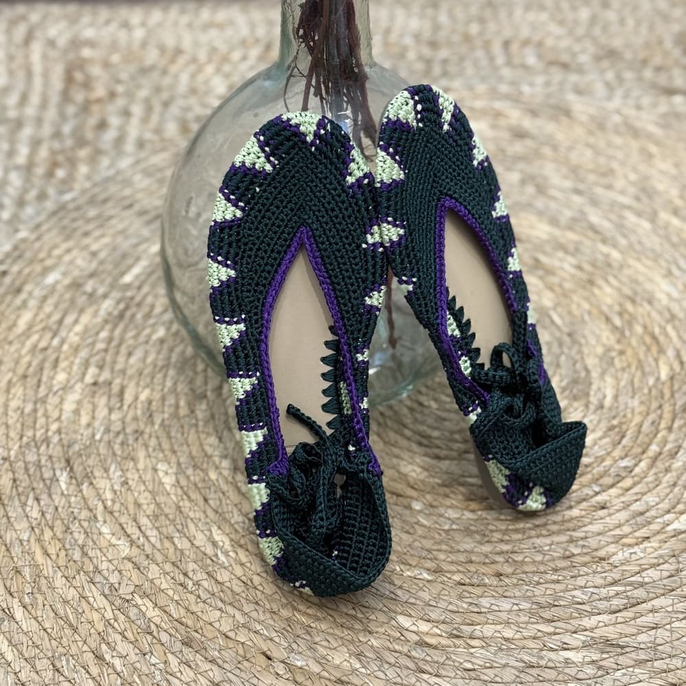 Bailarina crochet verde y morado Vila - Talla 37