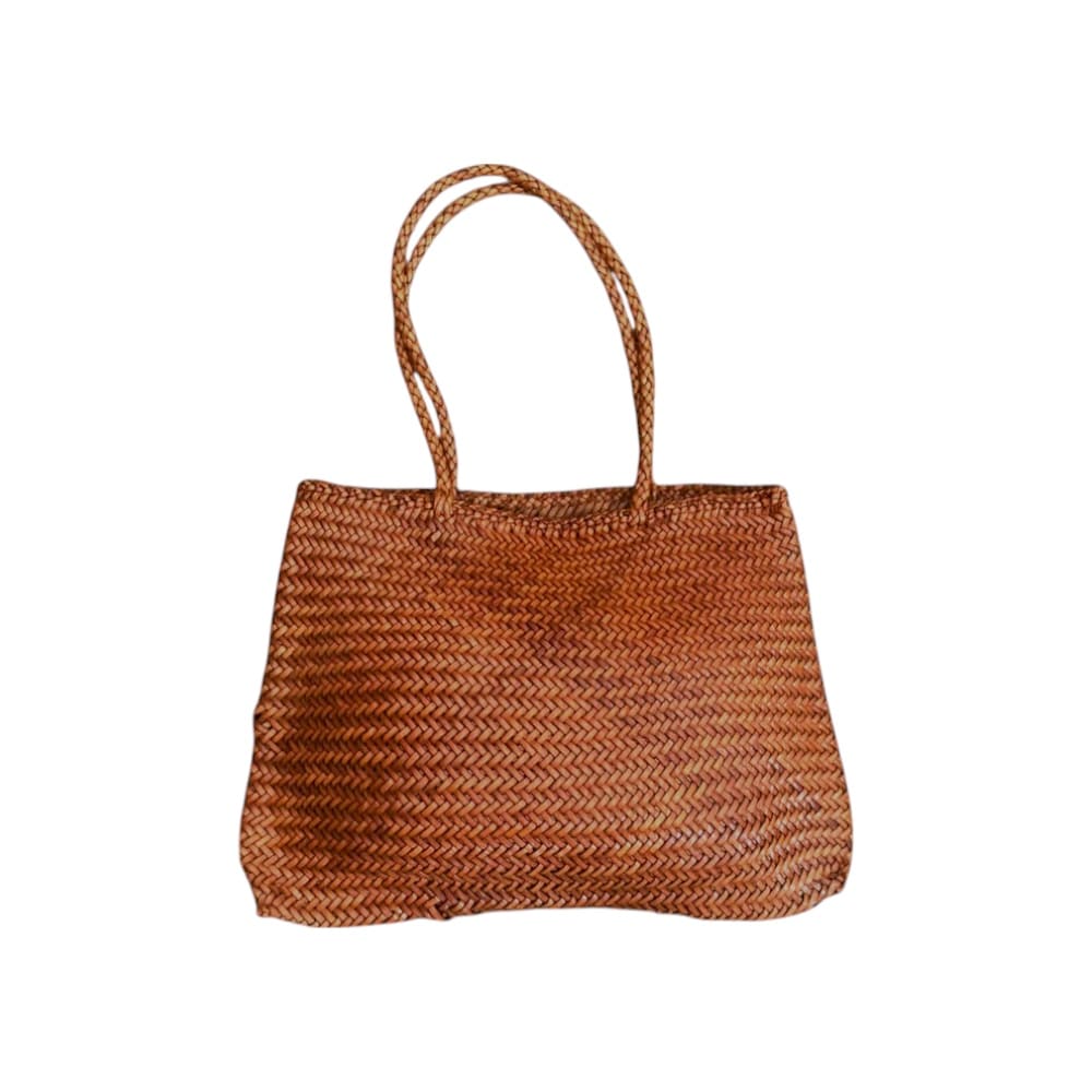 Bolso shopper piel trenzado camel