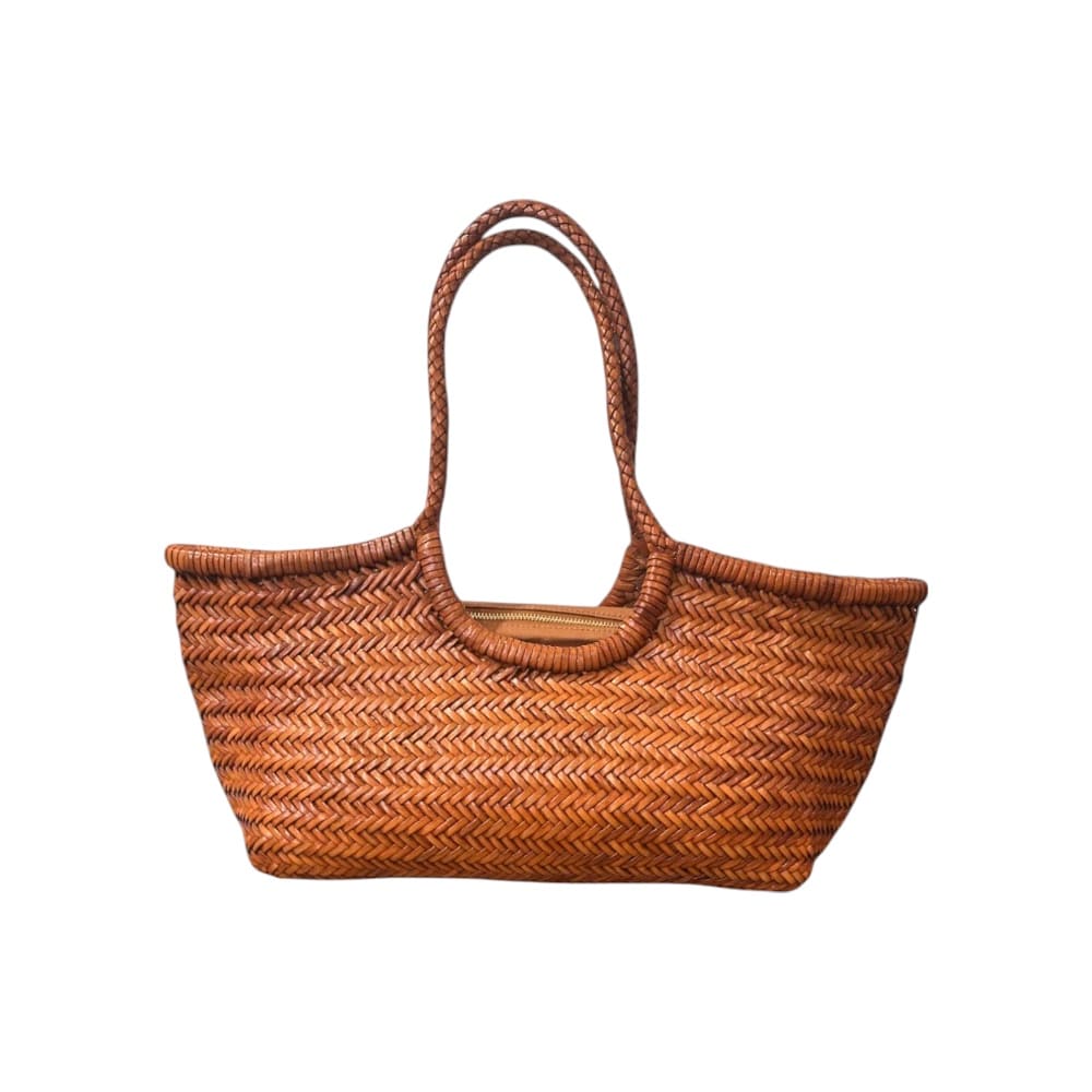 Bolso shopper piel trenzado camel II