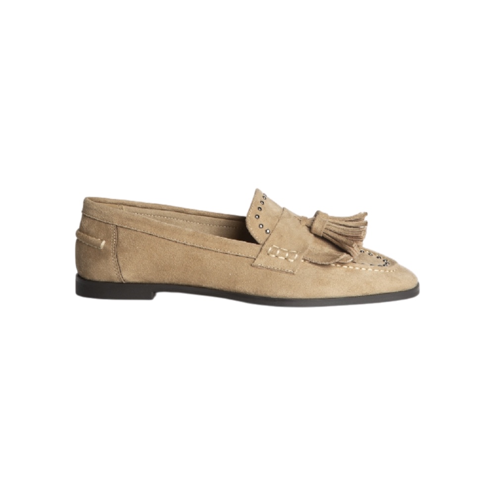 Mocasín antelina beige claro
