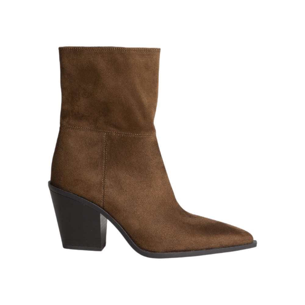 Botín de tacón ancho marrón