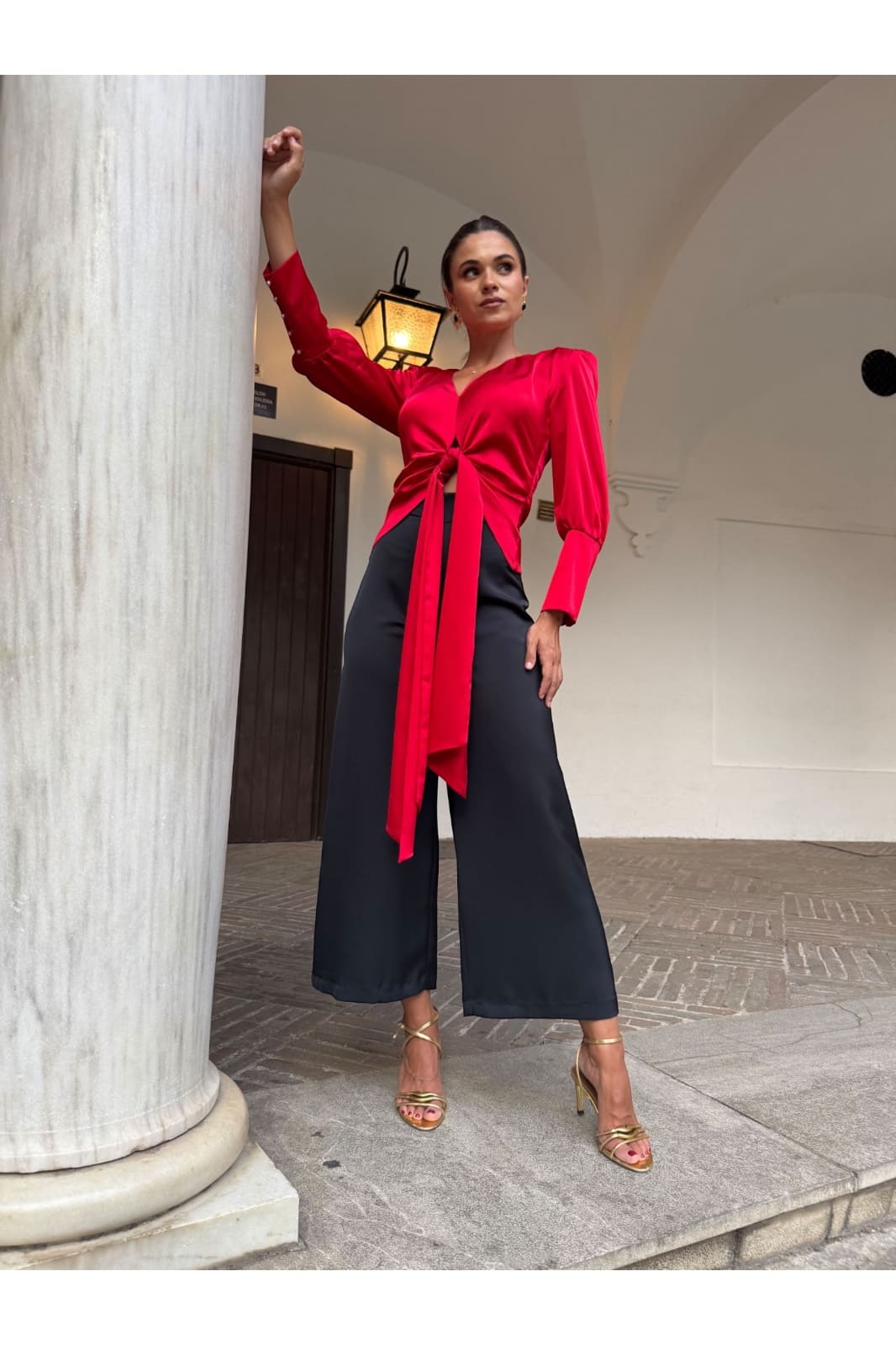 Pantalón de pinza arreglado negro