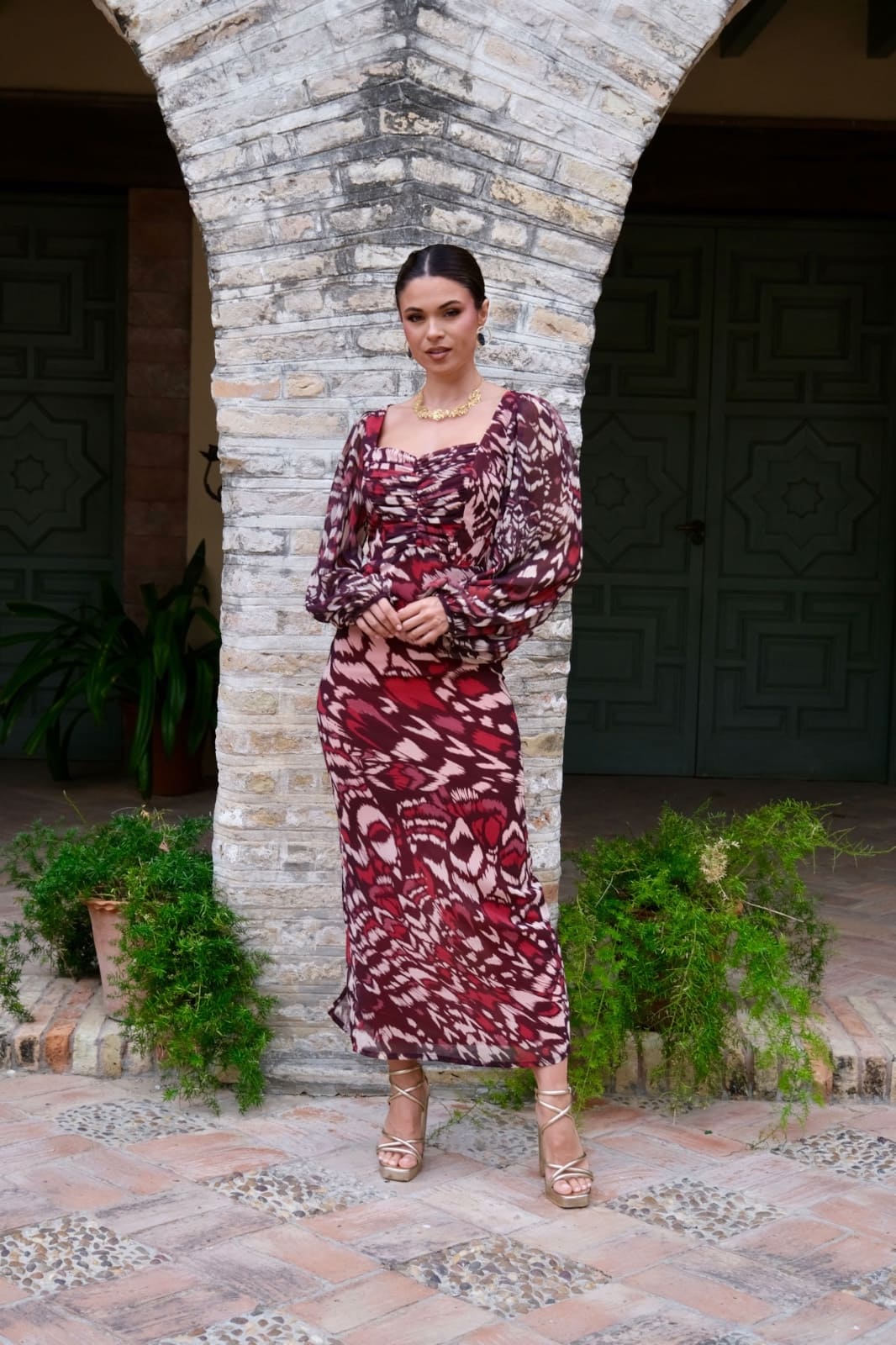 Vestido gasa estampado Monet