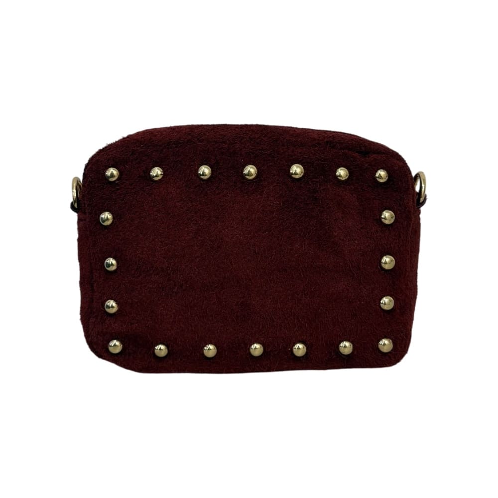 Bolso de piel mini tachuelas granate