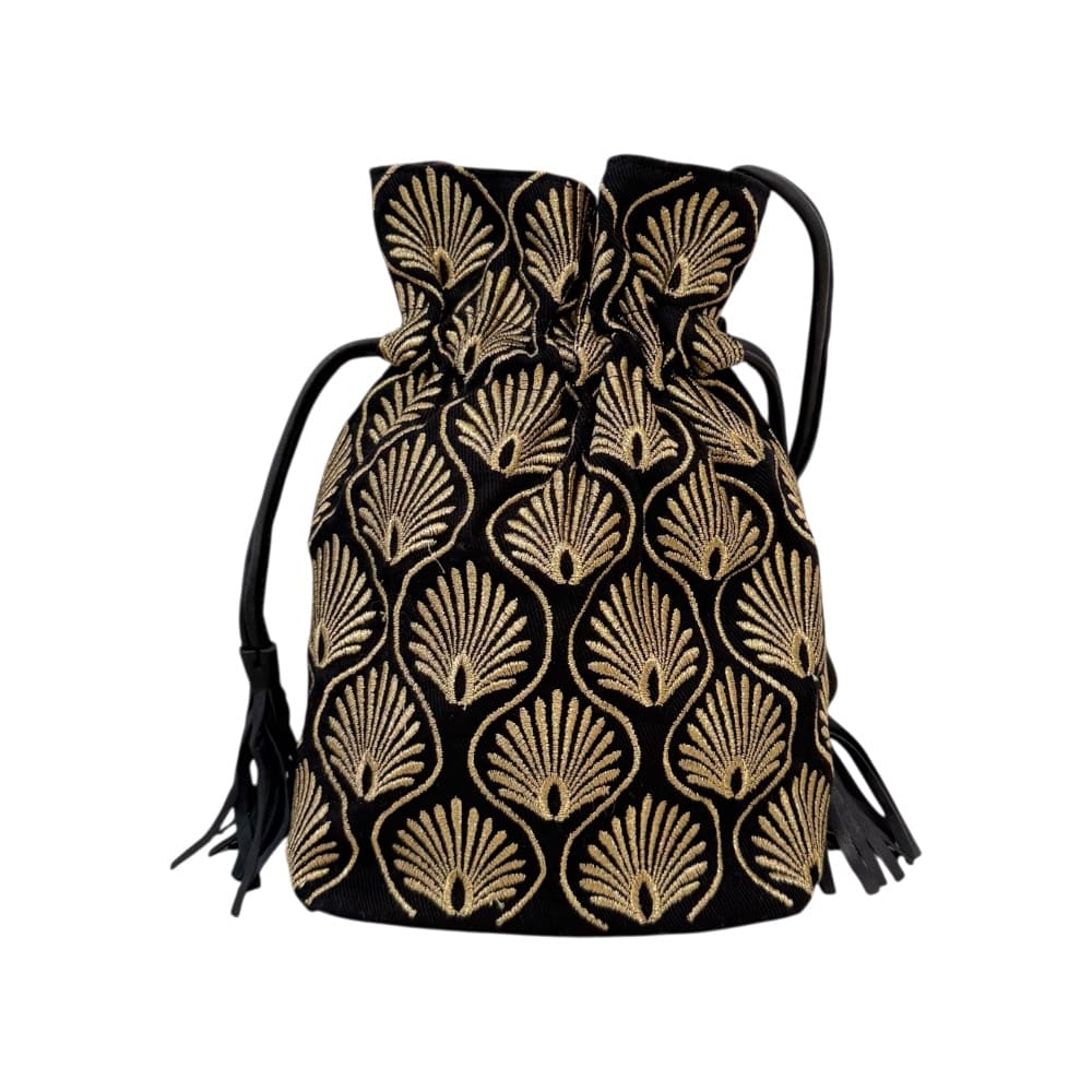 Bolso bombonera bordado negro Kaiz