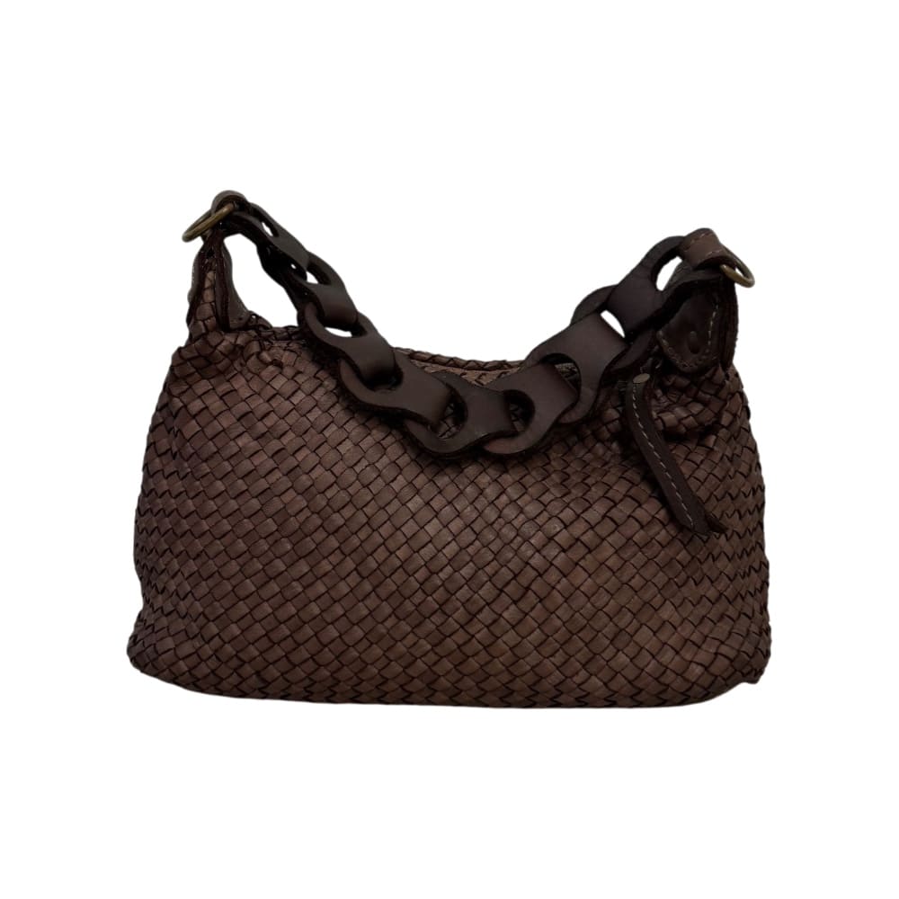 Bolso de piel trenzada taupe Albaire