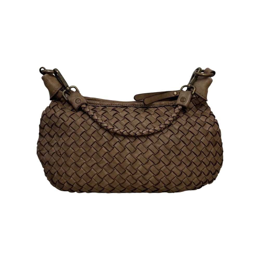 Bolso de piel trenzada taupe Trama