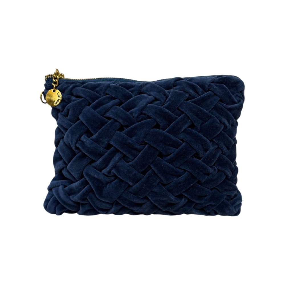Bolso de terciopelo trenzado azul