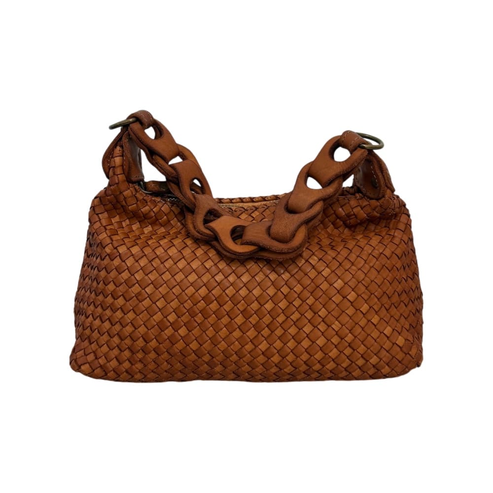 Bolso de piel trenzada camel Albaire