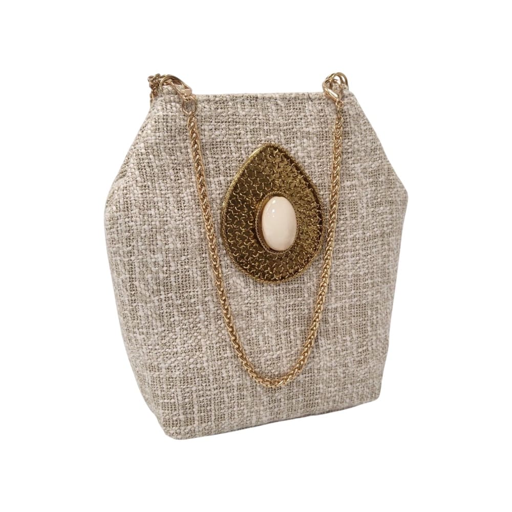 Bolso bombonera piedra natural beige claro