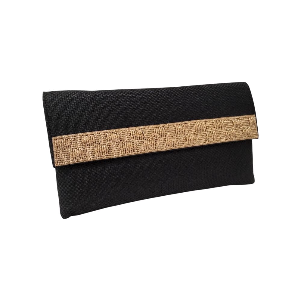 Bolso clutch abalorios negro