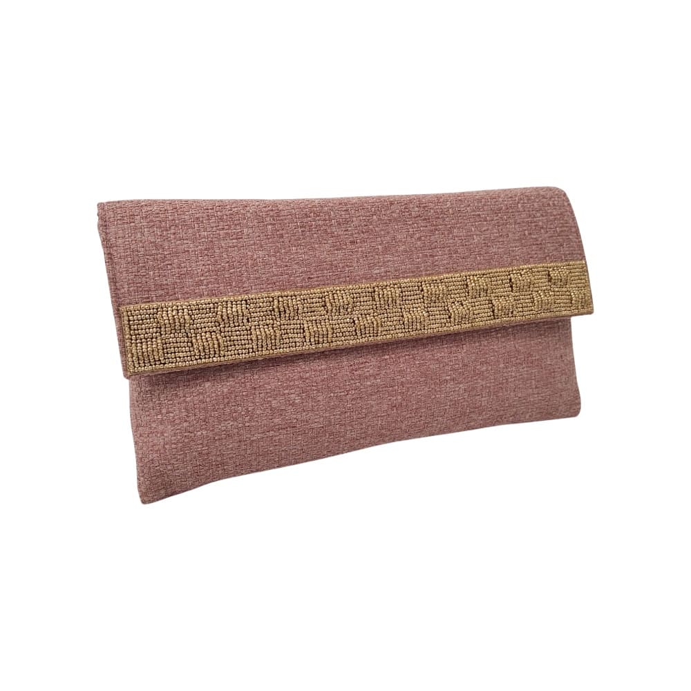 Bolso clutch abalorios nude