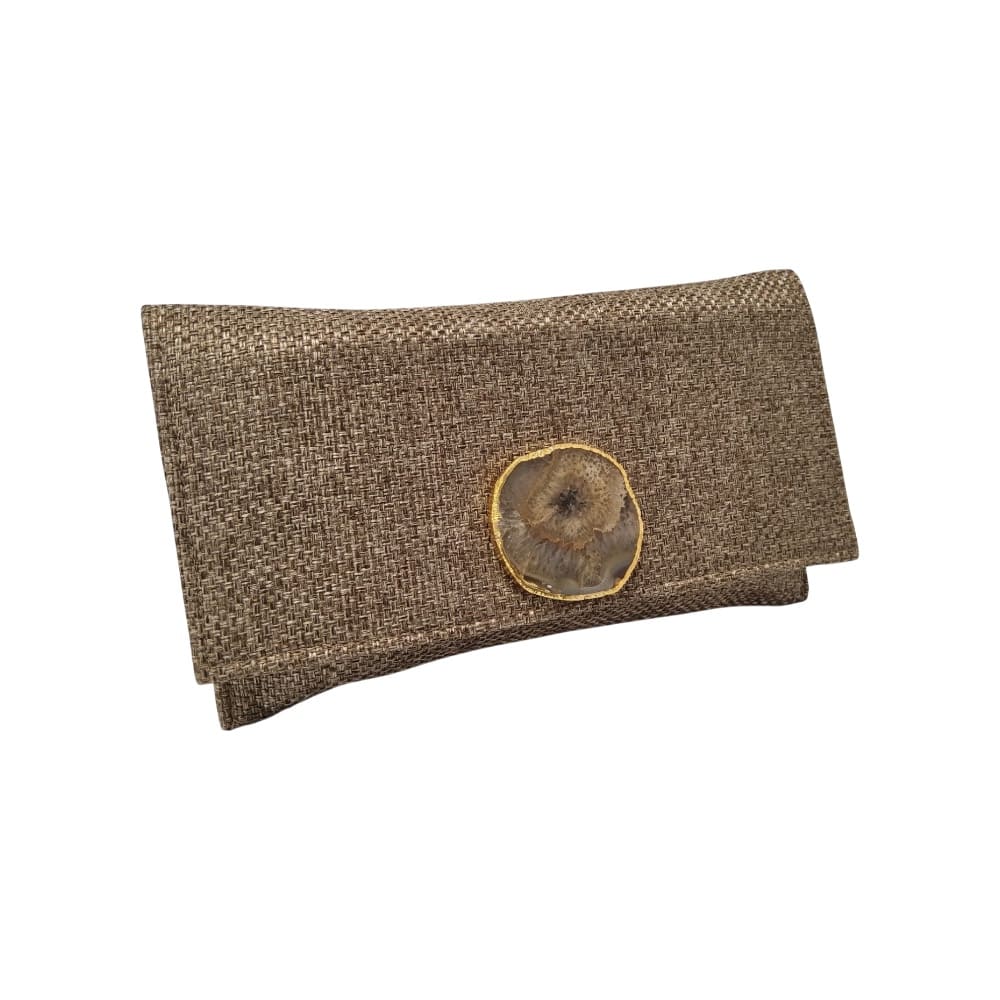 Bolso clutch piedra natural mediano marrón
