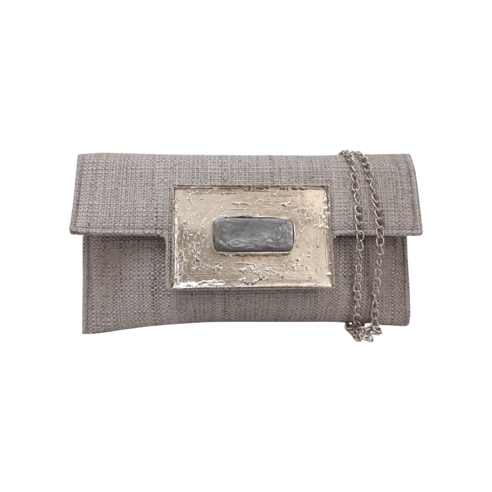 Bolso clutch piedra natural mediano plata II
