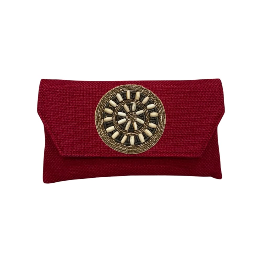 Bolso clutch yute rojo