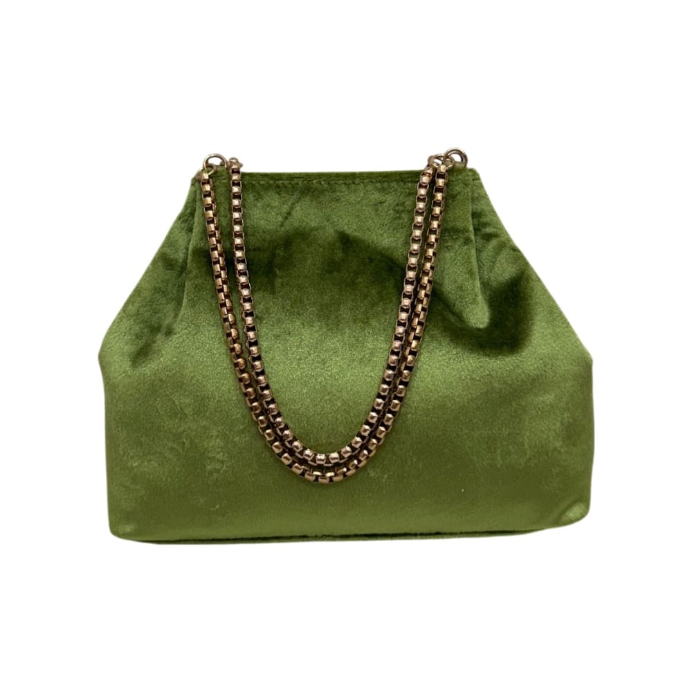 Bolso clutch terciopelo verde