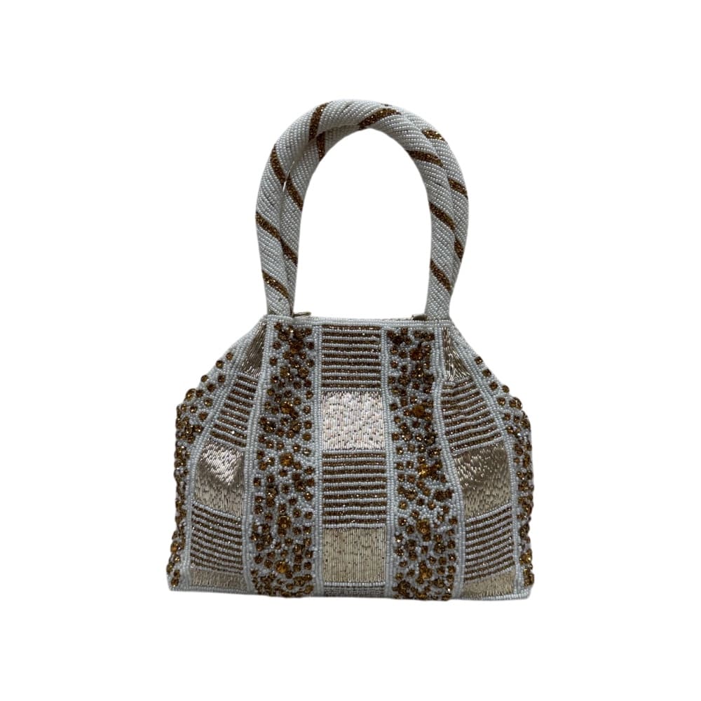 Bolso bombonera abalorios dorado