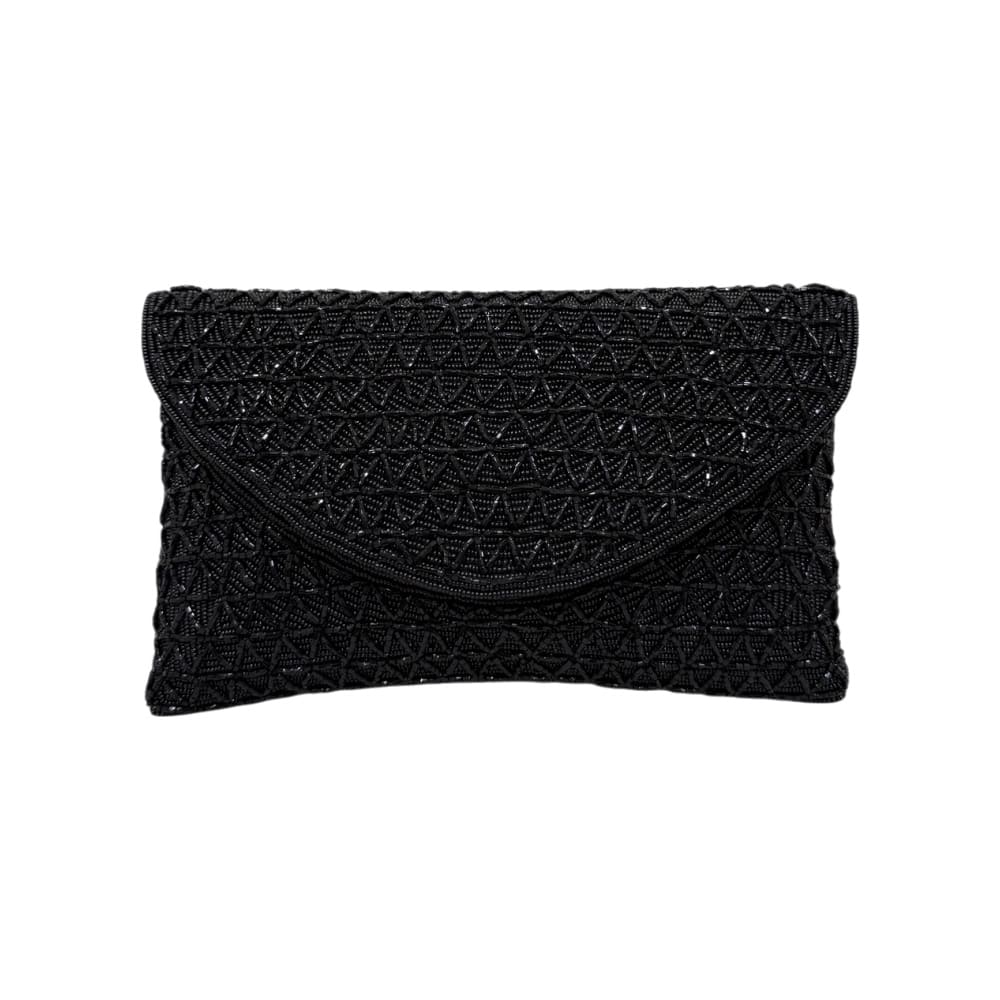Bolso clutch de pedrería negro